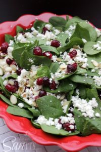 Candied Cranberry Spinach and Feta Salad