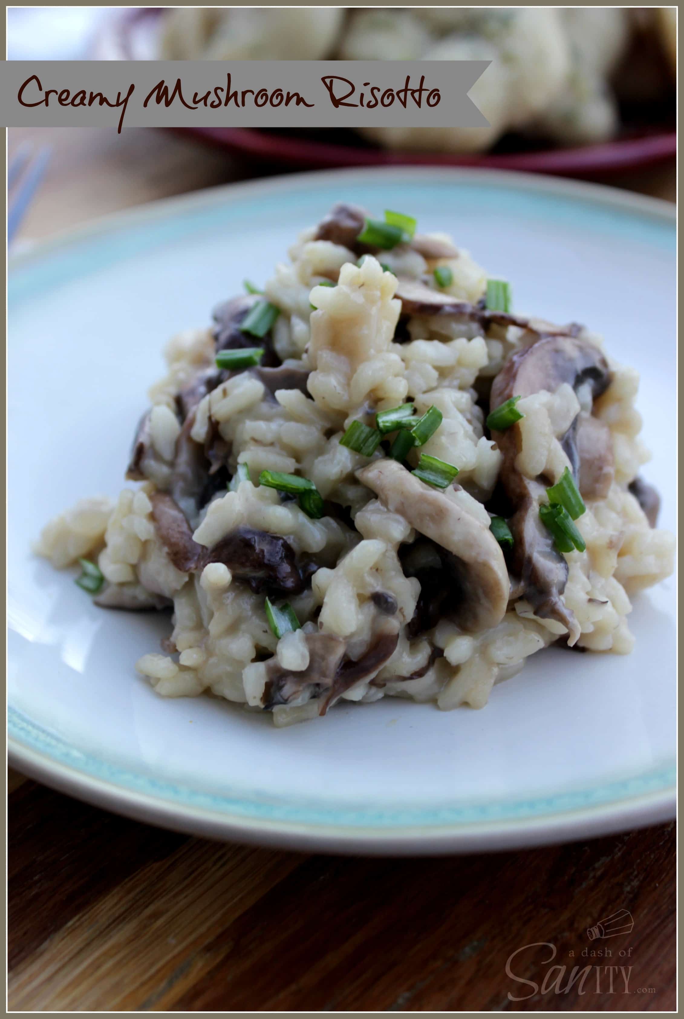 Creamy Mushroom Risotto serving on a plate