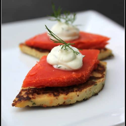 Homemade Blinis with Smoked Sockeye Salmon and Dill Infused Crème