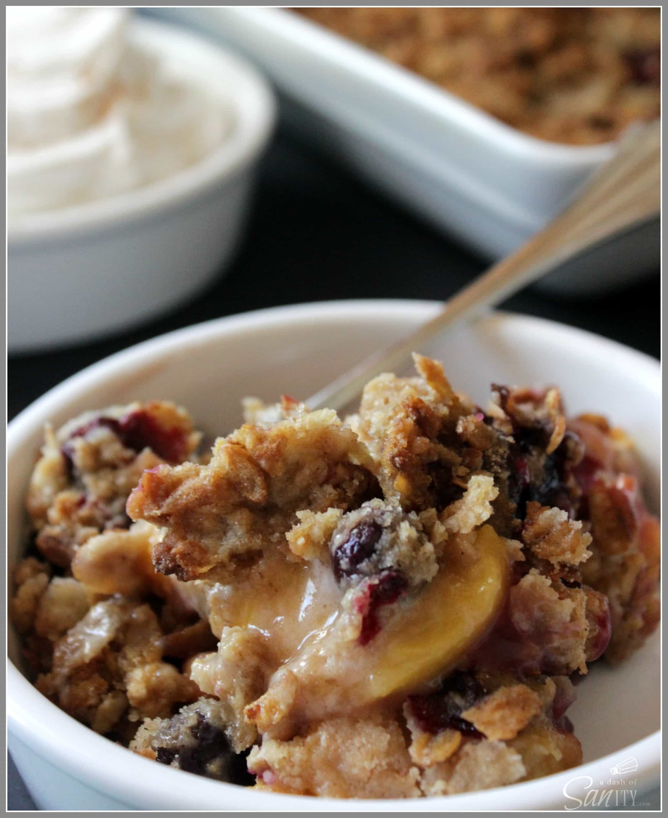 Peach and Blueberry Cobbler with Crumb Topping Dash of Sanity
