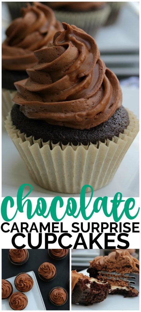 Chocolate Caramel Surprise Cupcakes pinterest image