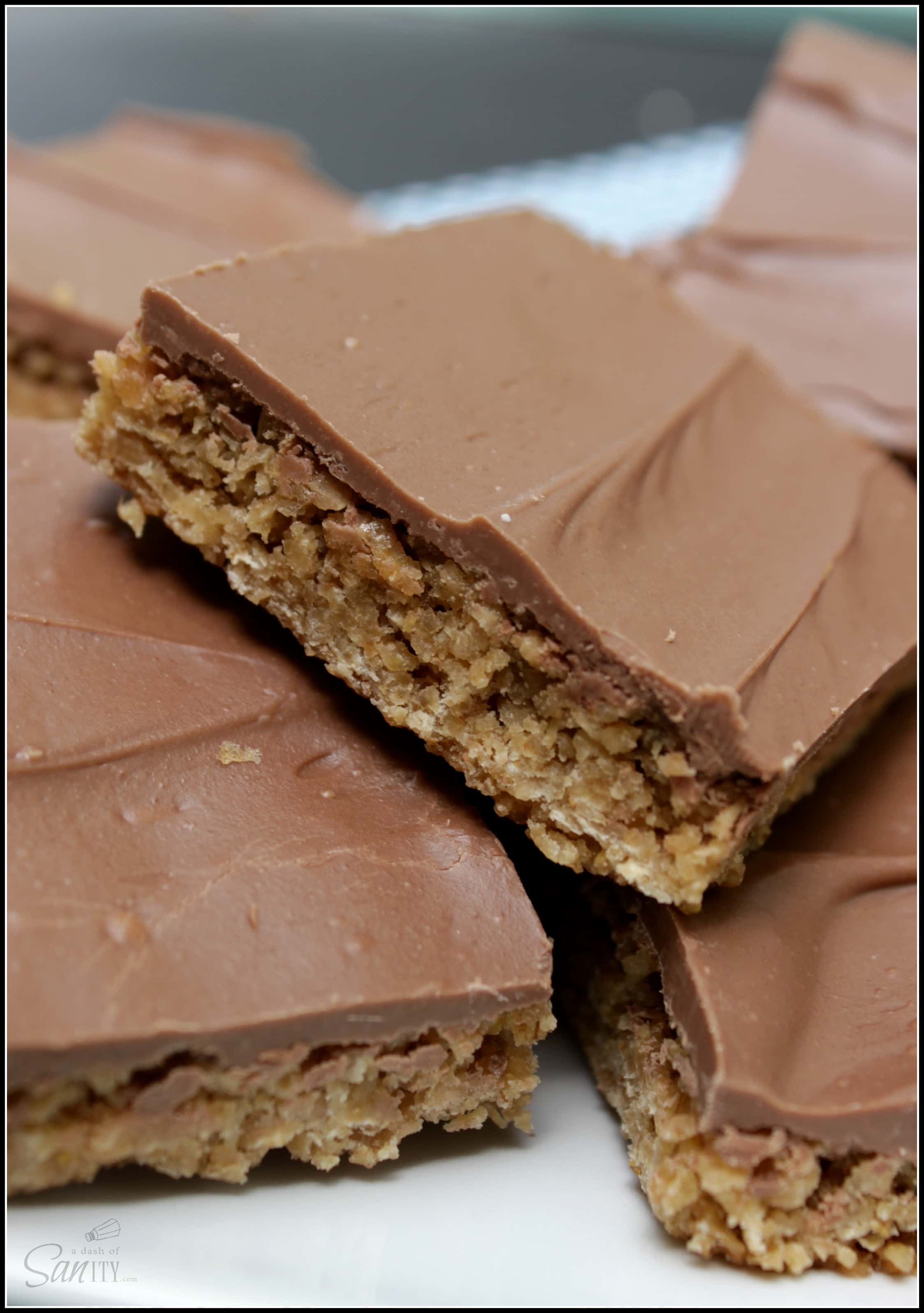 White Chocolate Nutella Oatmeal Bars close up Dash of Sanity