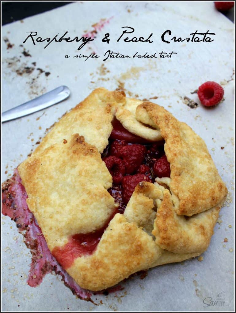 peach and raspberry crostata