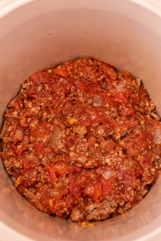 photo of the sauce in the slow cooker