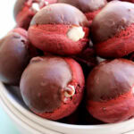 bowl of red velvet donut holes