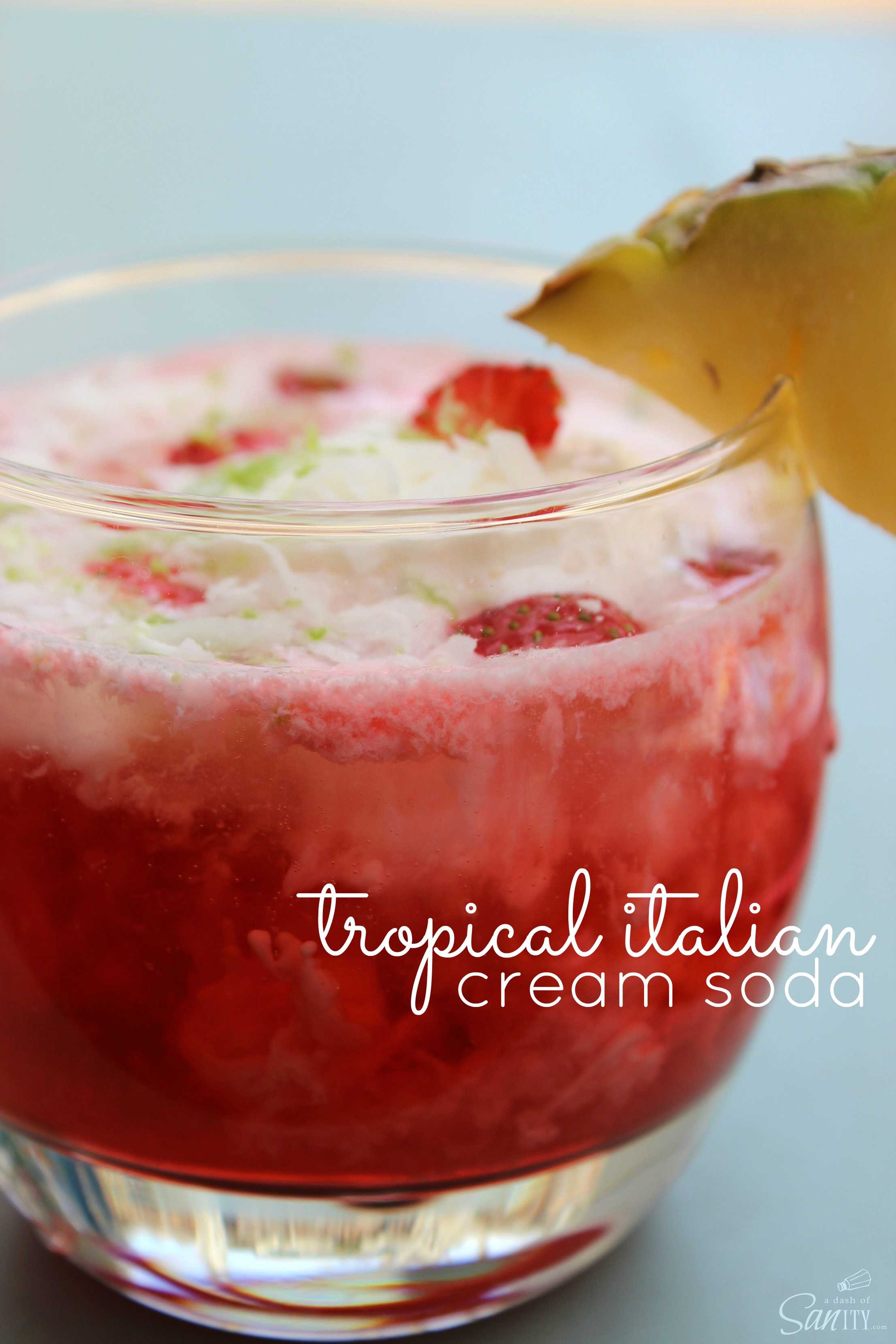 Tropical Italian Cream Soda has all the elements to a beach side drink with pineapple, coconut, cherry, a touch of cream and most importantly carbonation.