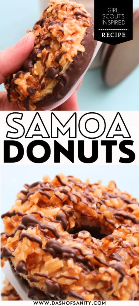 collage of samoa donuts