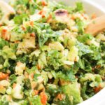 salad with kale, brussels sprouts and chicken