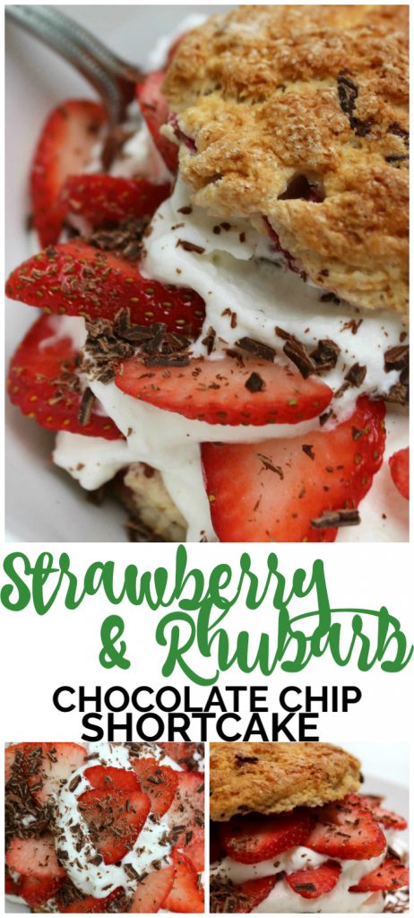 Strawberry & Rhubarb Chocolate Chip Shortcakes pinterest image