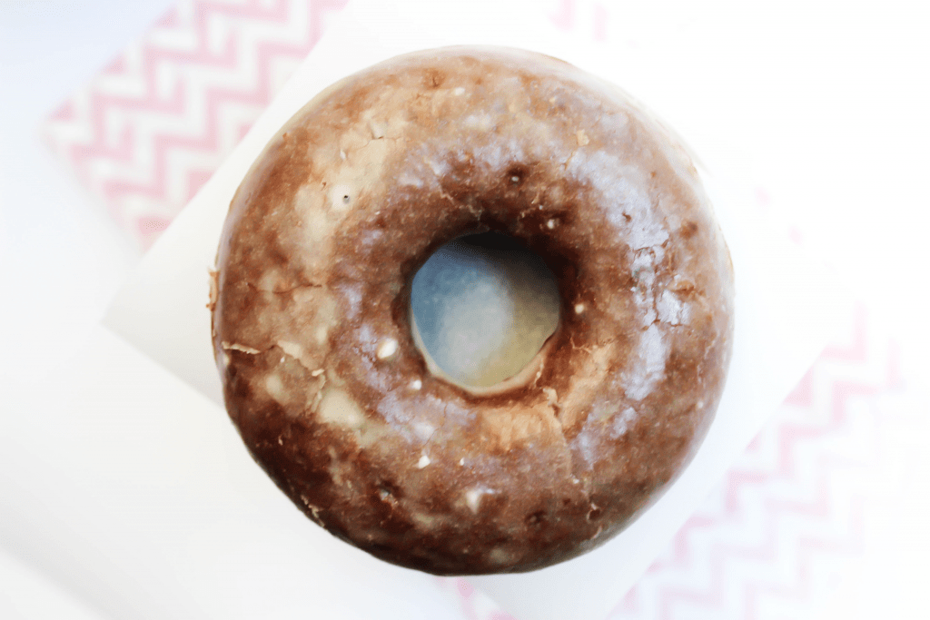 top down view of Devil's Food Donuts in a stack