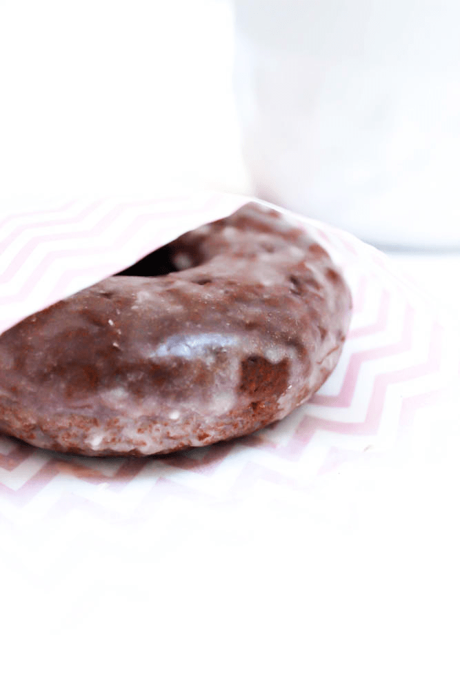 Devil's Food Donut wrapped in parchment