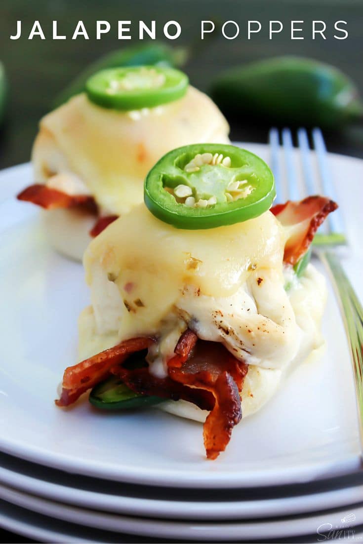 Jalapeño Poppers with cheese, more cheese, bacon, & jalapenos wrapped up in a soft roll, what on earth could be better than that? Oh yeah, more cheese.