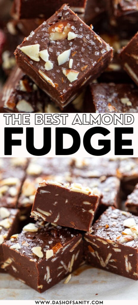 almond fudge collage with recipe title