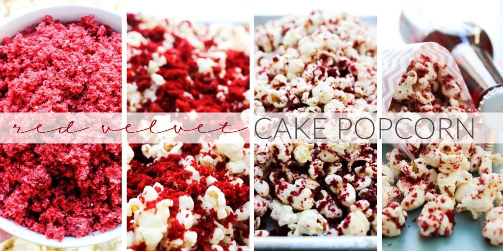 Red Velvet Cake Popcorn is a sinfully delicious snack, made with white chocolate coated popcorn covered in red velvet cake crumbs.