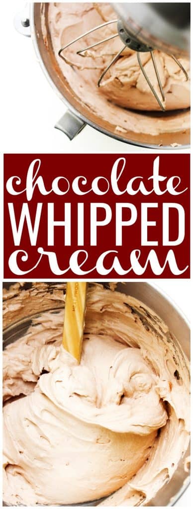 Chocolate Whipped Cream in the metal bowl of a stand mixer