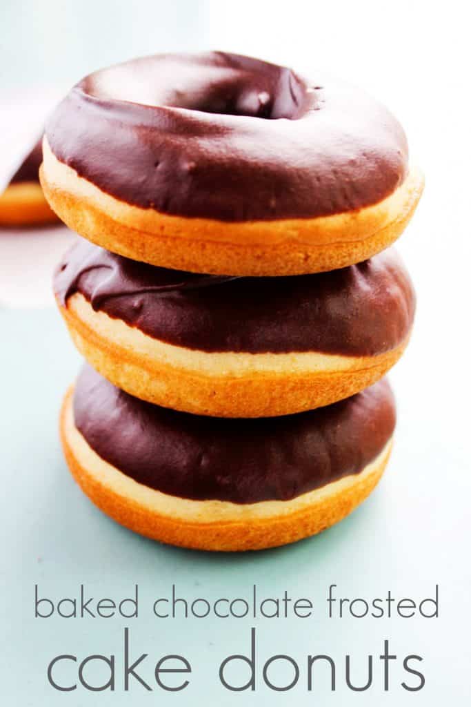 stack of cake donuts with chocolate frosting