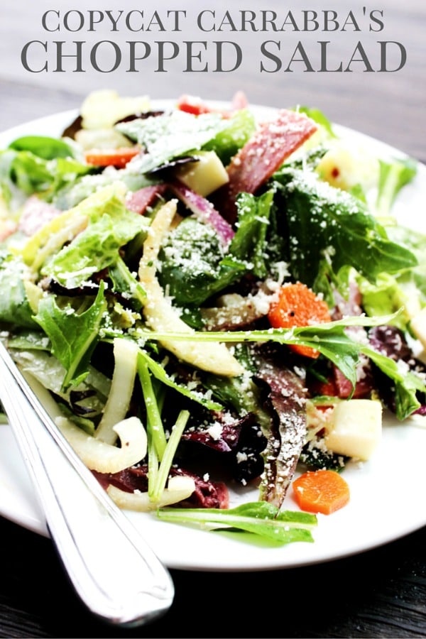 Copycat Carrabba's Chopped Salad is filled with flavors, textures, and a pop of color from the salami and kalamata olives. This salad is perfect for summer.