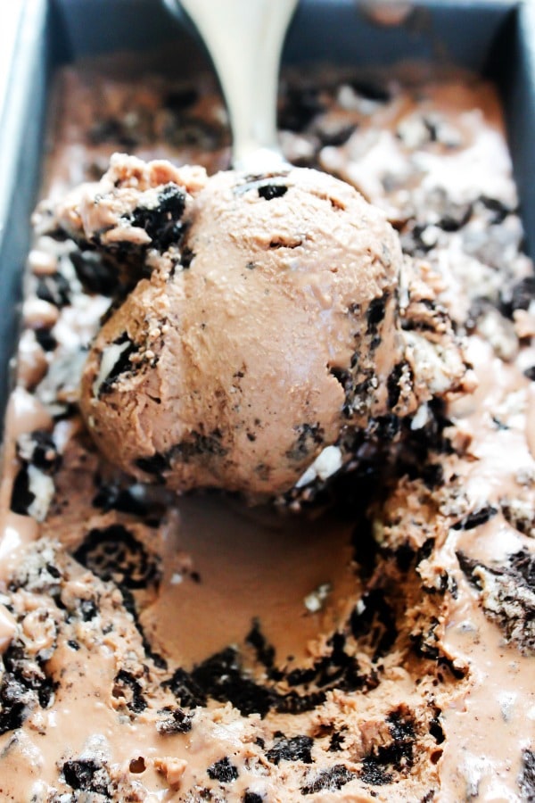 photo of ice cream being scooped out of a container