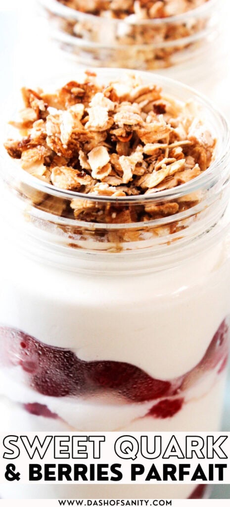 collage image with recipe title of sweet quark and berries