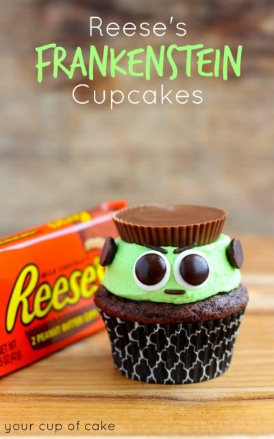 reeses frankenstein cupcakes.