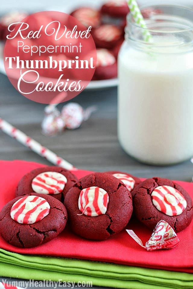 Red Velvet Peppermint Thumbprint Cookies