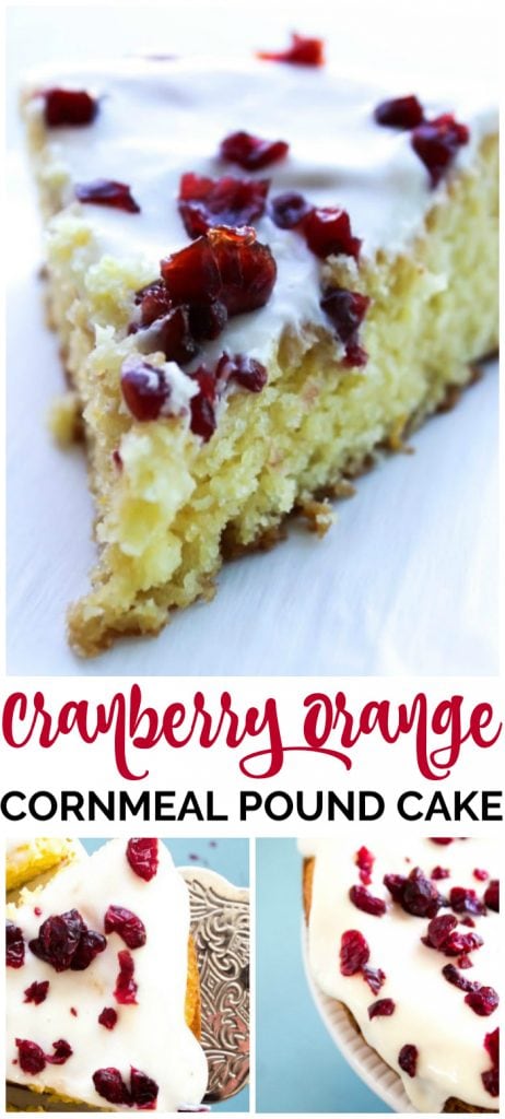 Cranberry Orange Cornmeal Pound Cake is a perfect holiday dessert. It’s a twist on your average pound cake, made with cornmeal, buttermilk and orange zest.
