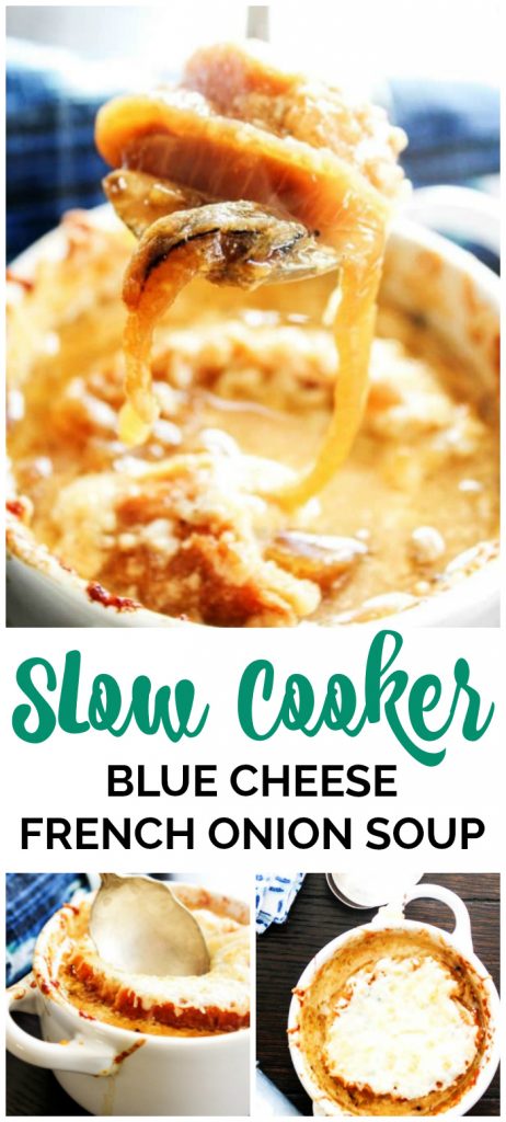 Slow Cooker Blue Cheese French Onion Soup pinterest image