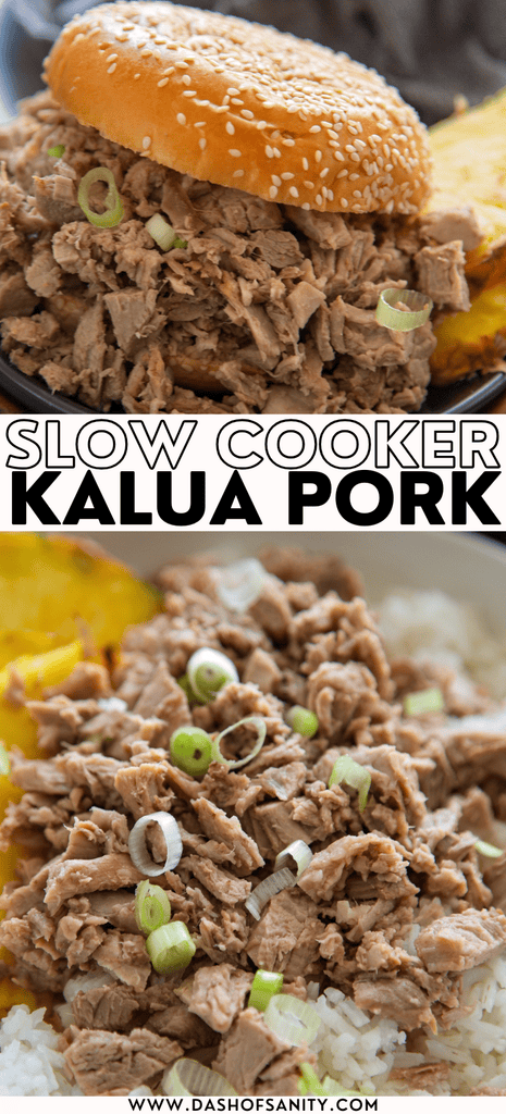 collage image of kalua pork recipe with recipe title
