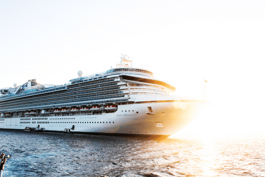 photo of the princess cruise ship in the water during sunset