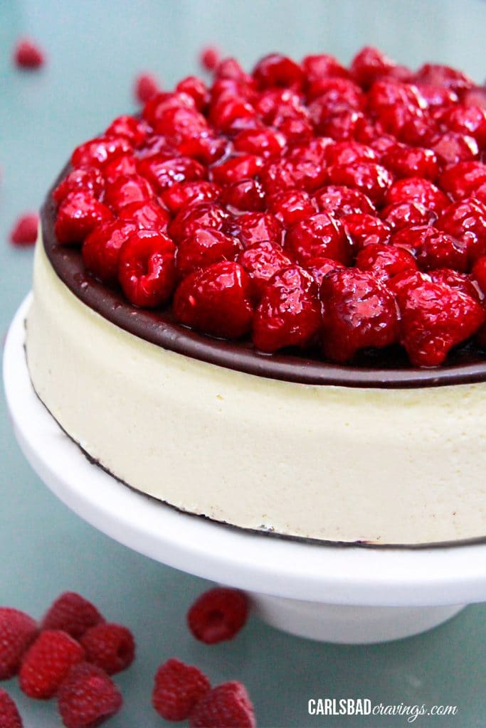 Raspberry Chocolate Ganache Cheesecake