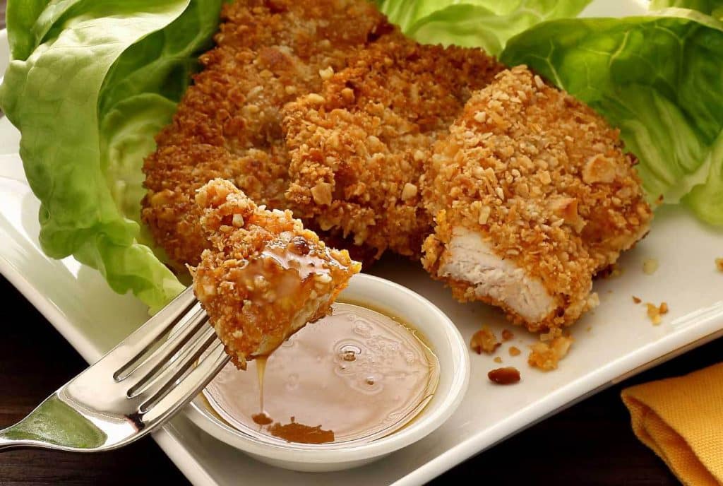 PALEO MACADAMIA NUT CRUSTED CHICKEN.