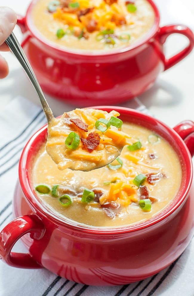 SLOW COOKER SWEET POTATO & CAULIFLOWER SOUP