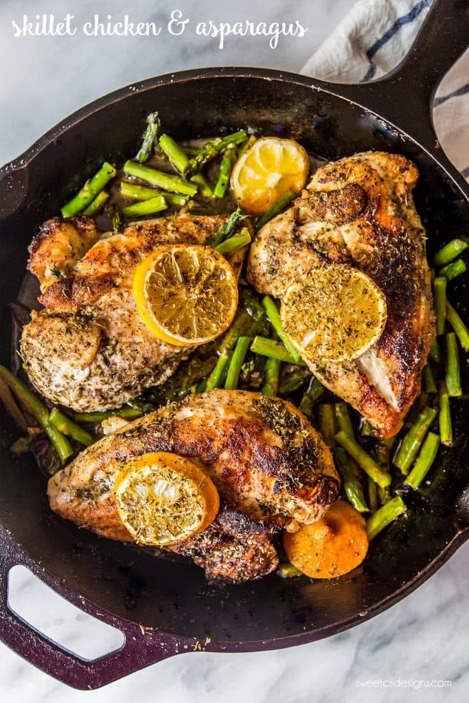 ONE POT LEMON CHICKEN AND ASPARAGUS.