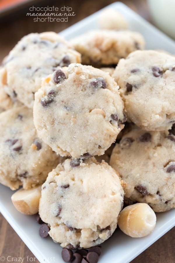 Macadamia Nut Chocolate Chip Shortbread Cookies