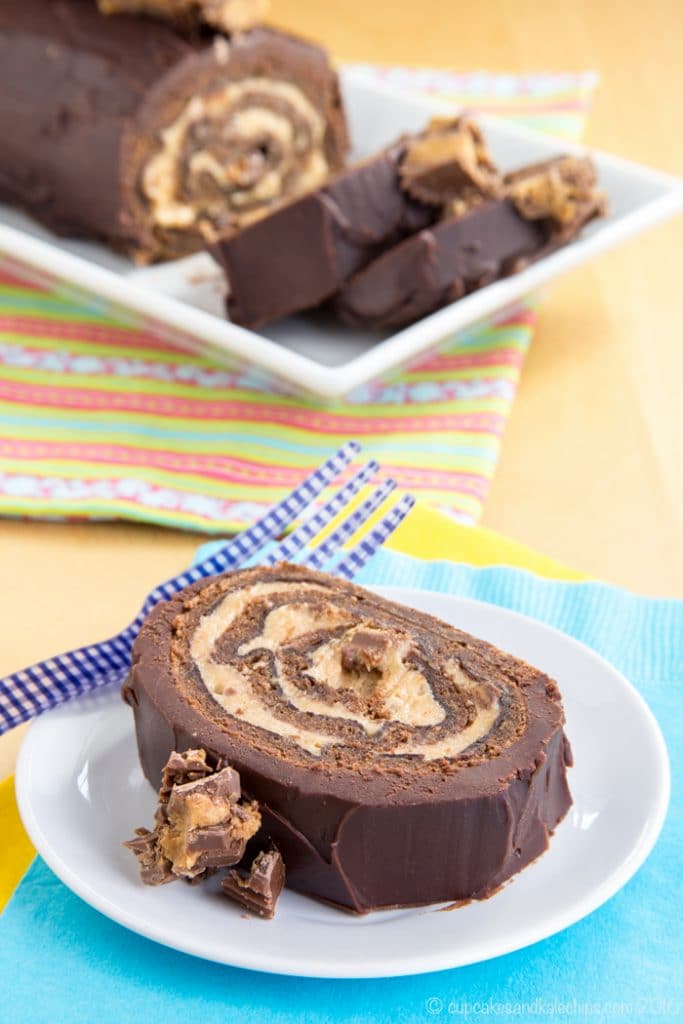 Peanut Butter Cup Flourless Chocolate Cake Roll 