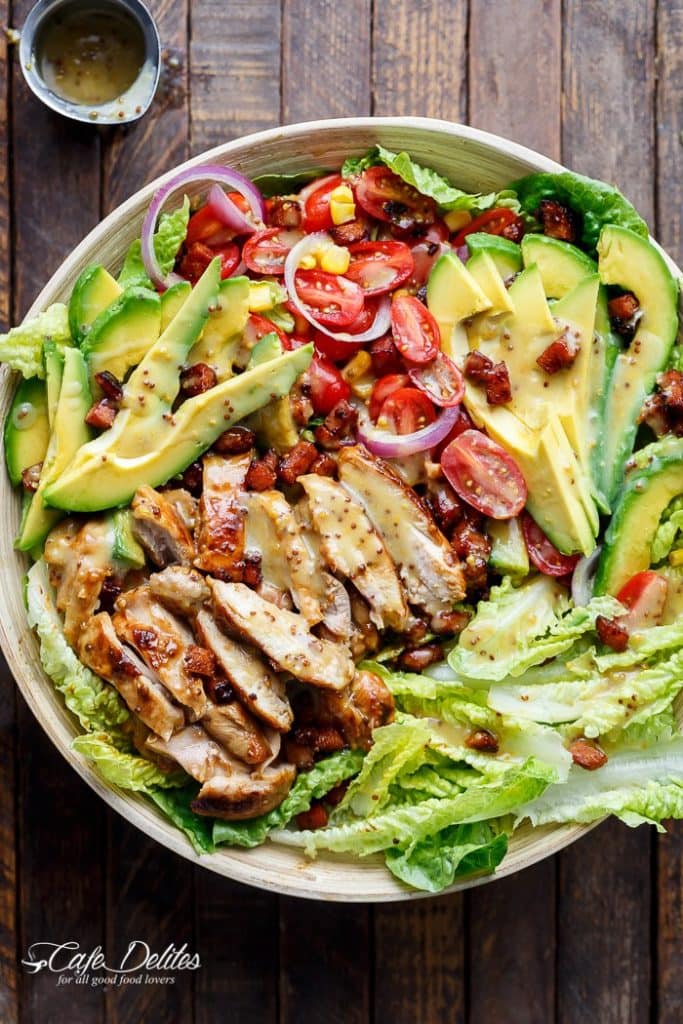 HONEY MUSTARD CHICKEN, AVOCADO + BACON SALAD