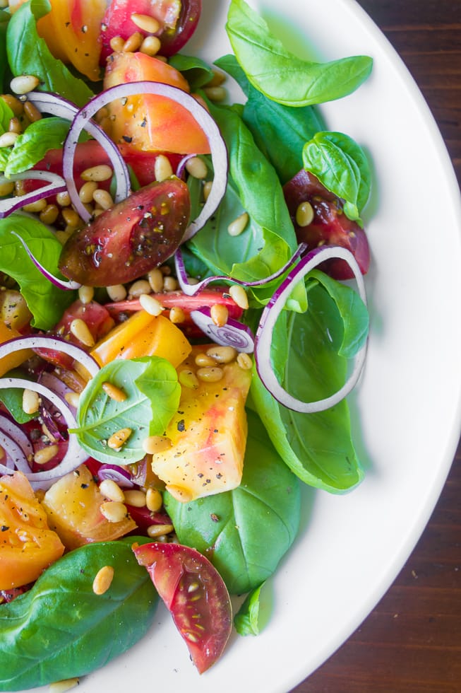 BASIL SALAD WITH HEIRLOOM TOMATOES