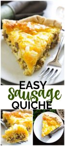 Easy Sausage Quiche is easy to make & devour. We make this for breakfast, lunch and dinner. Who would have thought it'd be one of my family's favorites?!