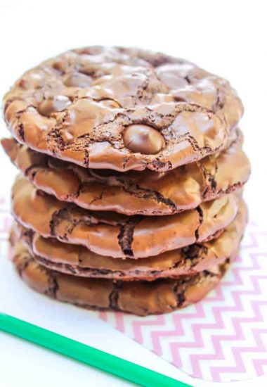 chewy flourless chocolate cookies, starbucks, green straw, stack of chocolate cookies