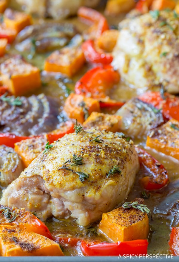 CARIBBEAN CHICKEN CURRY SHEET PAN DINNER