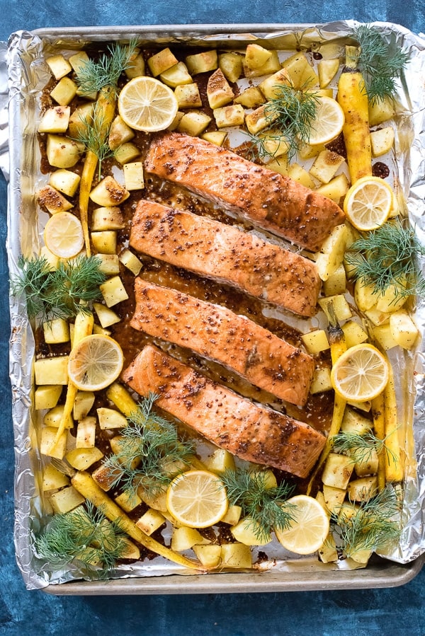 SHEET PAN MAPLE MUSTARD SALMON RECIPE