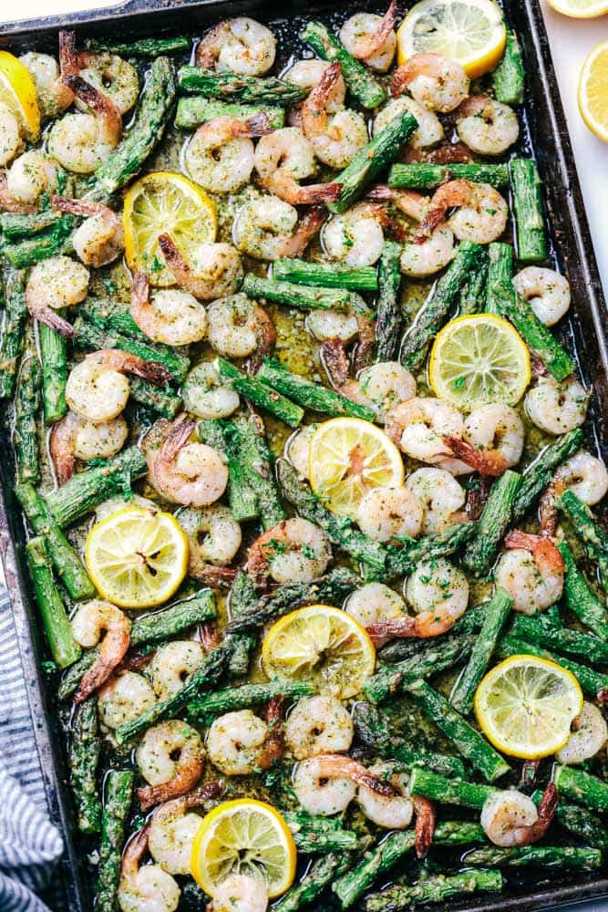 SHEET PAN LEMON GARLIC BUTTER SHRIMP & ASPARAGUS