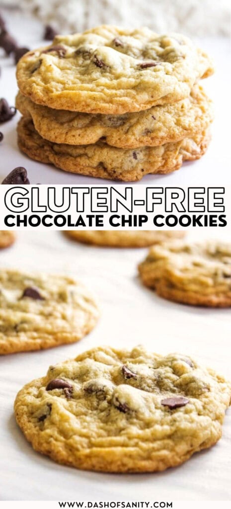 collage image of chocolate chip cookies with recipe title