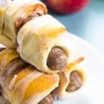 BREAKFAST PIGS IN THE BLANKET - a cinnamon roll wrapped around a breakfast sausage link. There isn't a more delicious way to eat "pigs in the blanket".