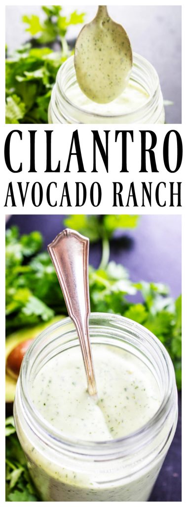 CILANTRO AVOCADO RANCH DRESSING - Ready in 5 minutes & packed with flavor with avocado and fresh cilantro, this dressing is really easy to make.