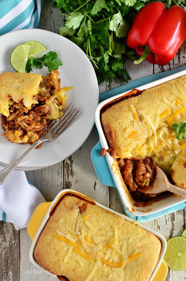 BBQ Chicken Pot Pie Topped with Cornbread