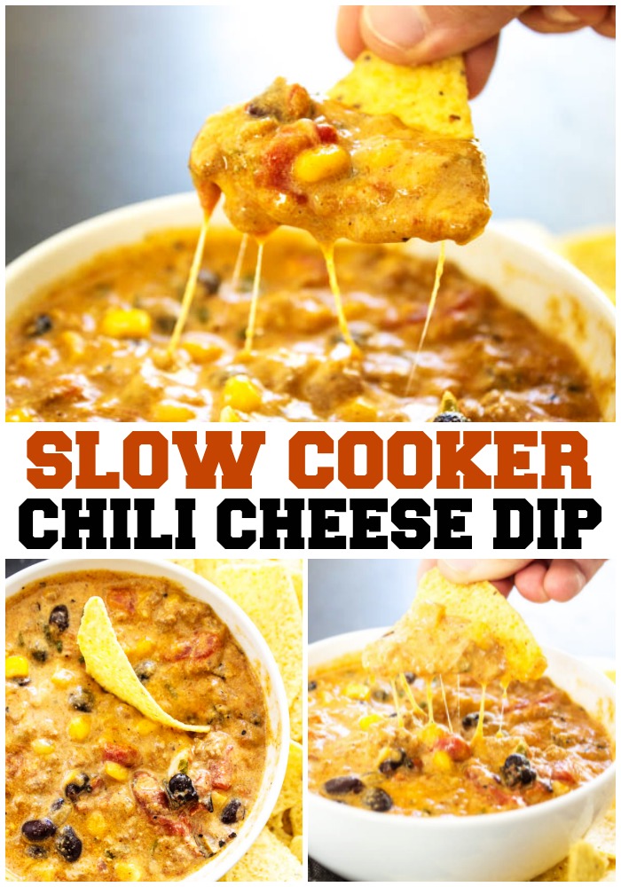 Slow Cooker Chili Cheese Dip pinable image Dash of Sanity