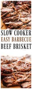 EASY BARBECUE BEEF BRISKET -  a mouthwatering brisket rubbed with spices and liquid smoke. Cooked in a slow cooker until tender and juicy, then served and devoured.
