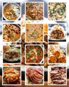 collage image of slow cooker recipes