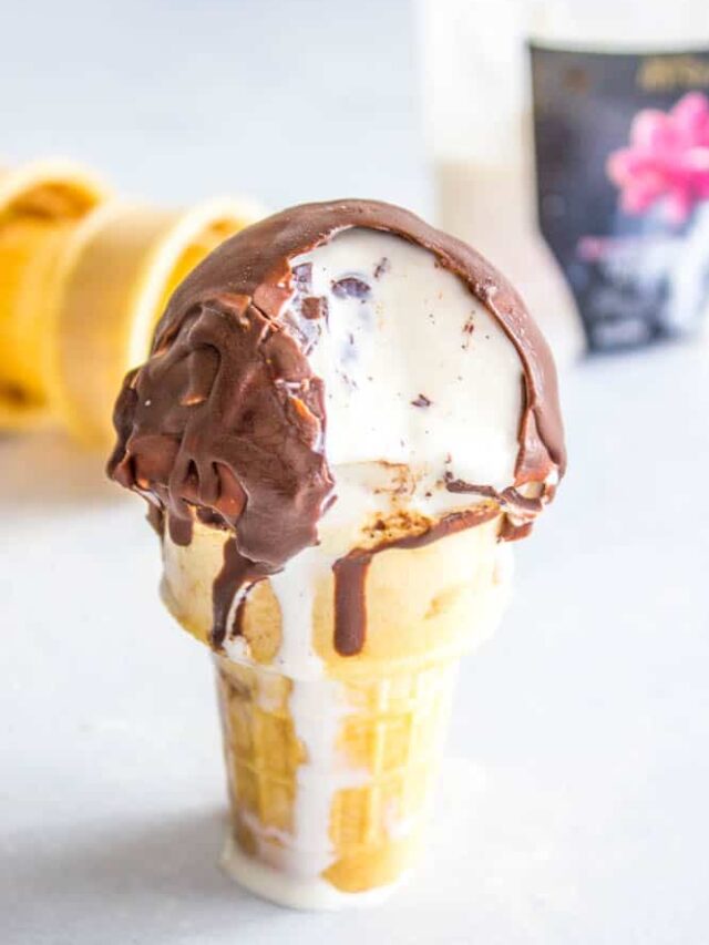 magic shell on ice cream in cone